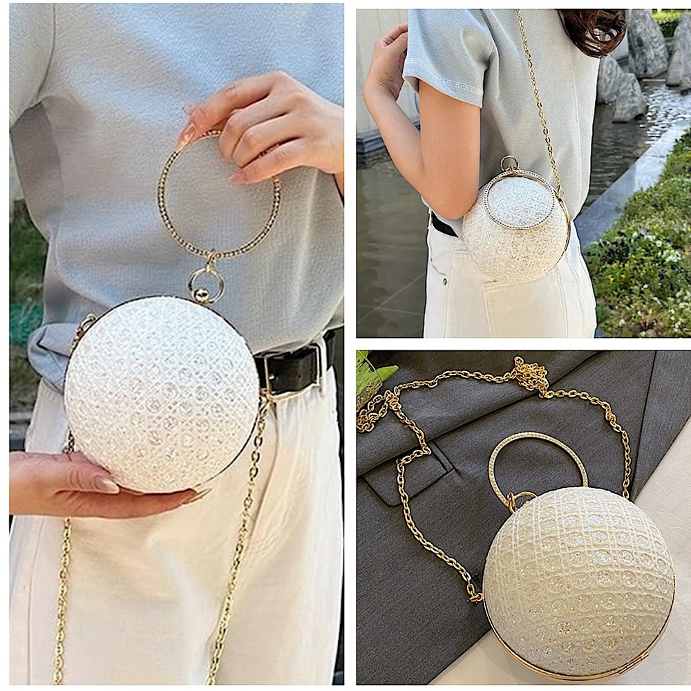 New Bling Round Clutch or Crossbody Bag